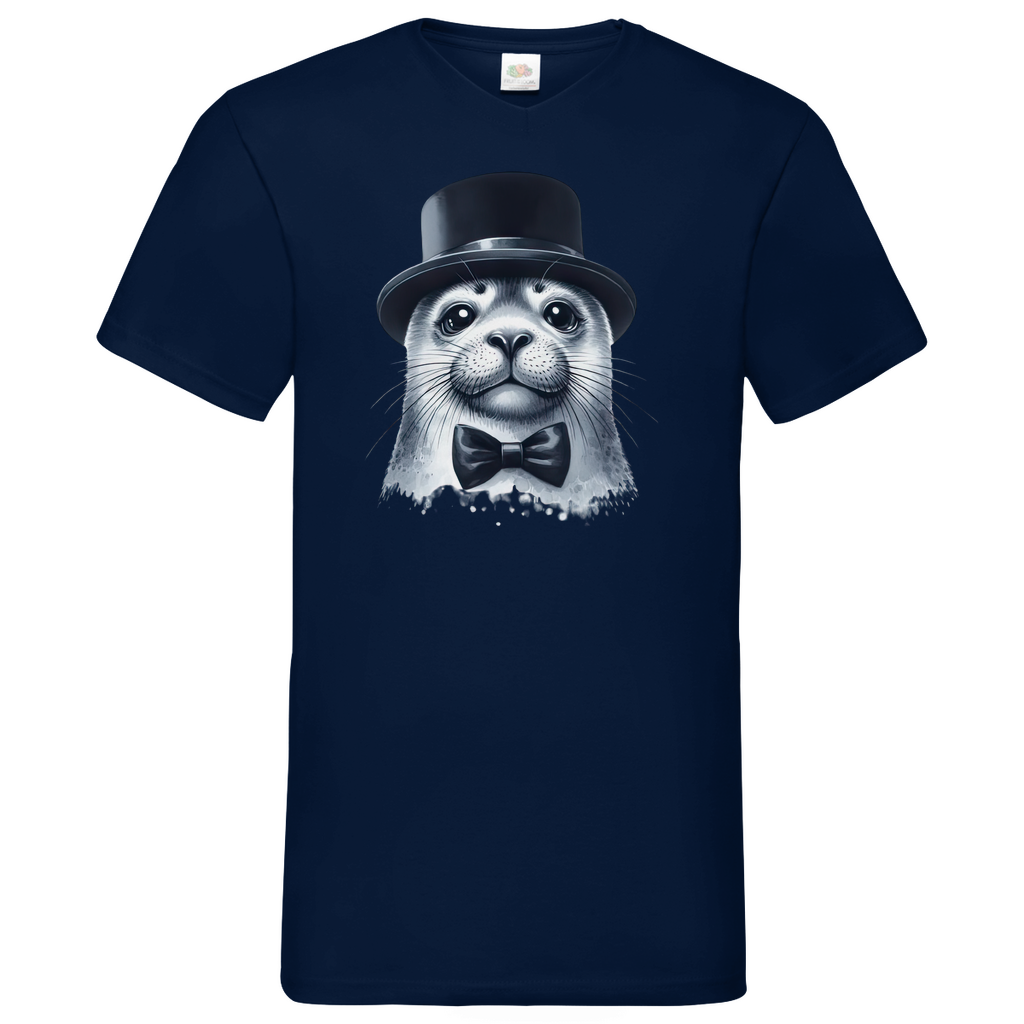 Herren Basic V-Neck T-Shirt Seehund-03