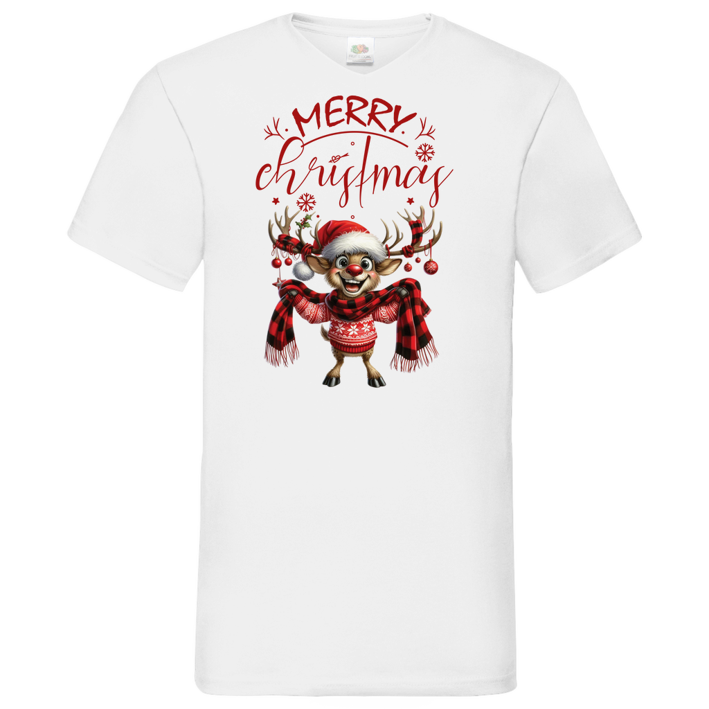 Herren Basic V-Neck T-Shirt weihnachten-12