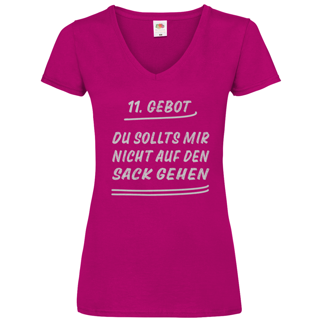 Damen Basic V-Neck T-Shirt spruch022