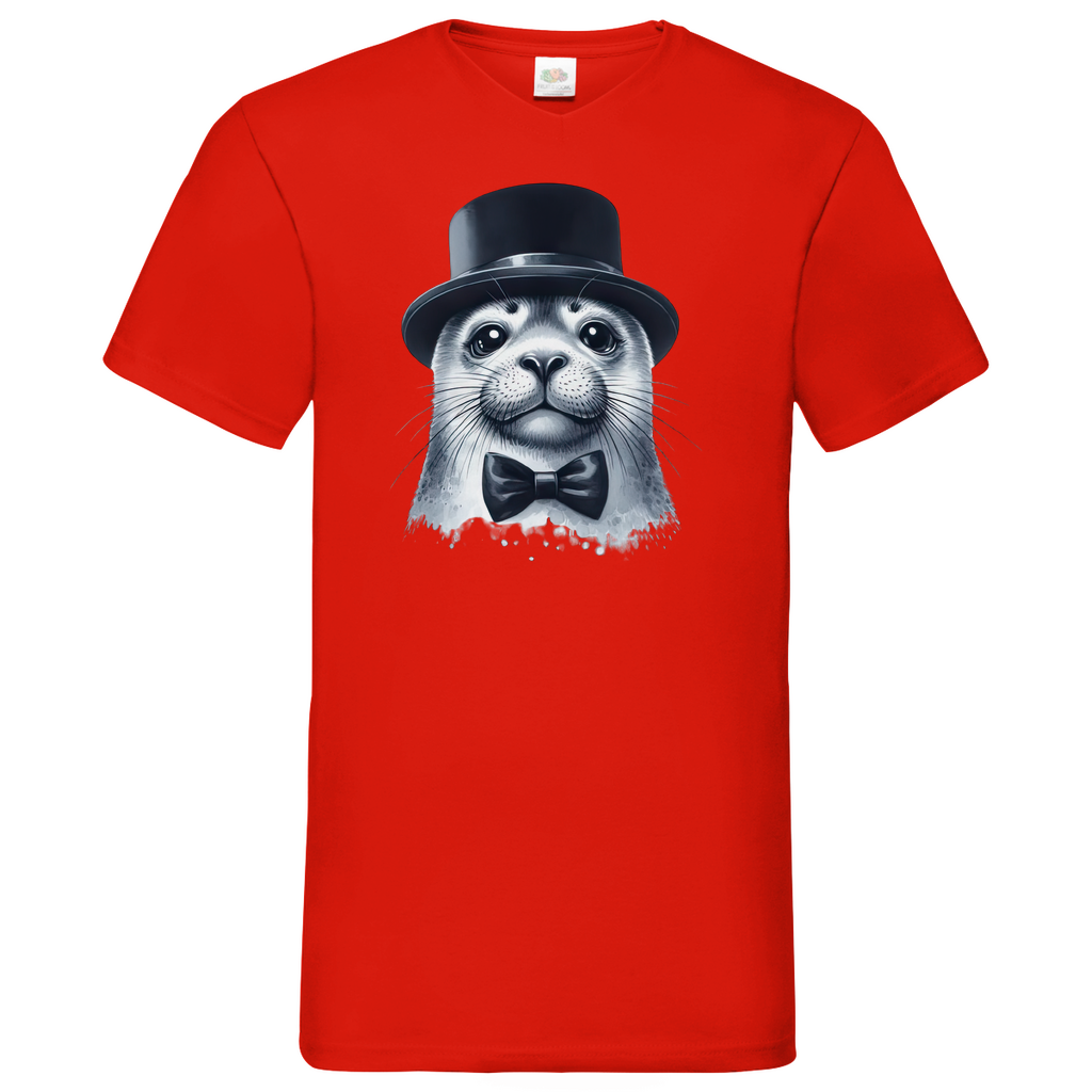 Herren Basic V-Neck T-Shirt Seehund-03