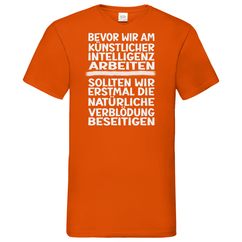 Herren Basic V-Neck T-Shirt Spruch0001