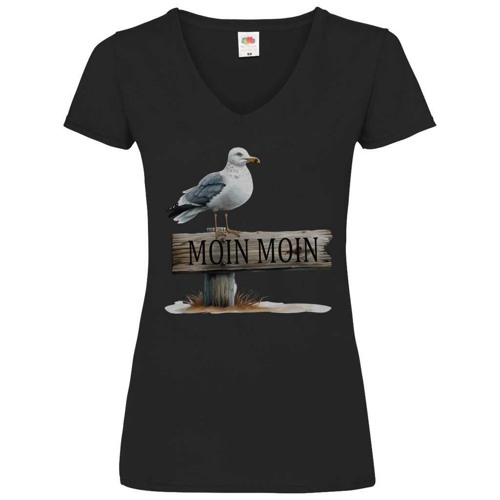 Damen Basic V-Neck T-Shirt MOINMOIN-04