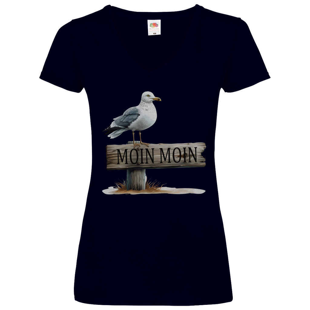 Damen Basic V-Neck T-Shirt MOINMOIN-04
