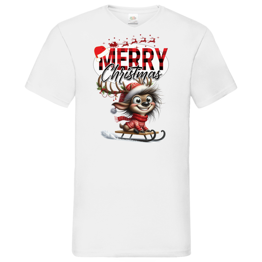 Herren Basic V-Neck T-Shirt weihnachten-11