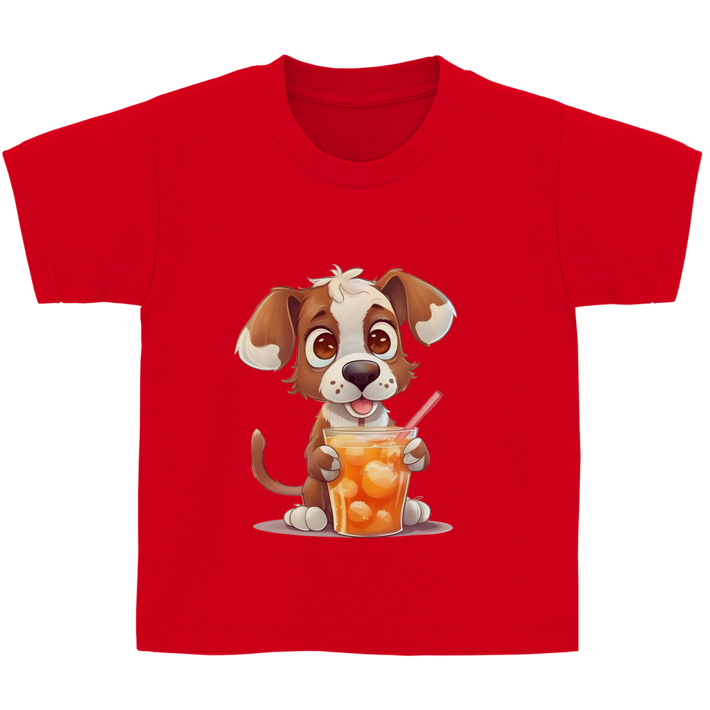 Kinder Basic T-Shirt Hund mit drink