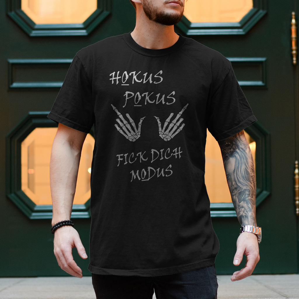 Herren T-Shirt Hokus Pokus - Sportliches Grau: 85% Baumwolle, 15% Viskose - Körperbetonte Passform
