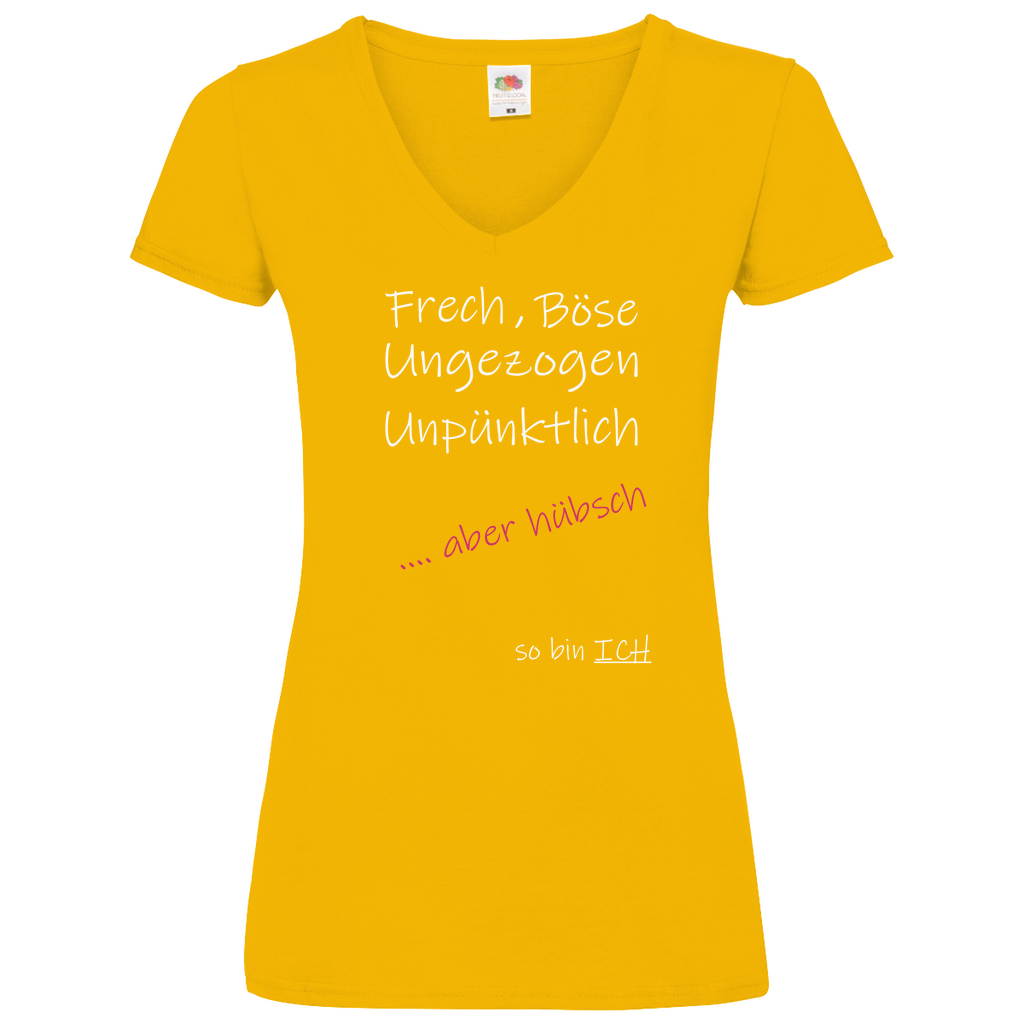Damen Basic V-Neck T-Shirt Spruch0008W
