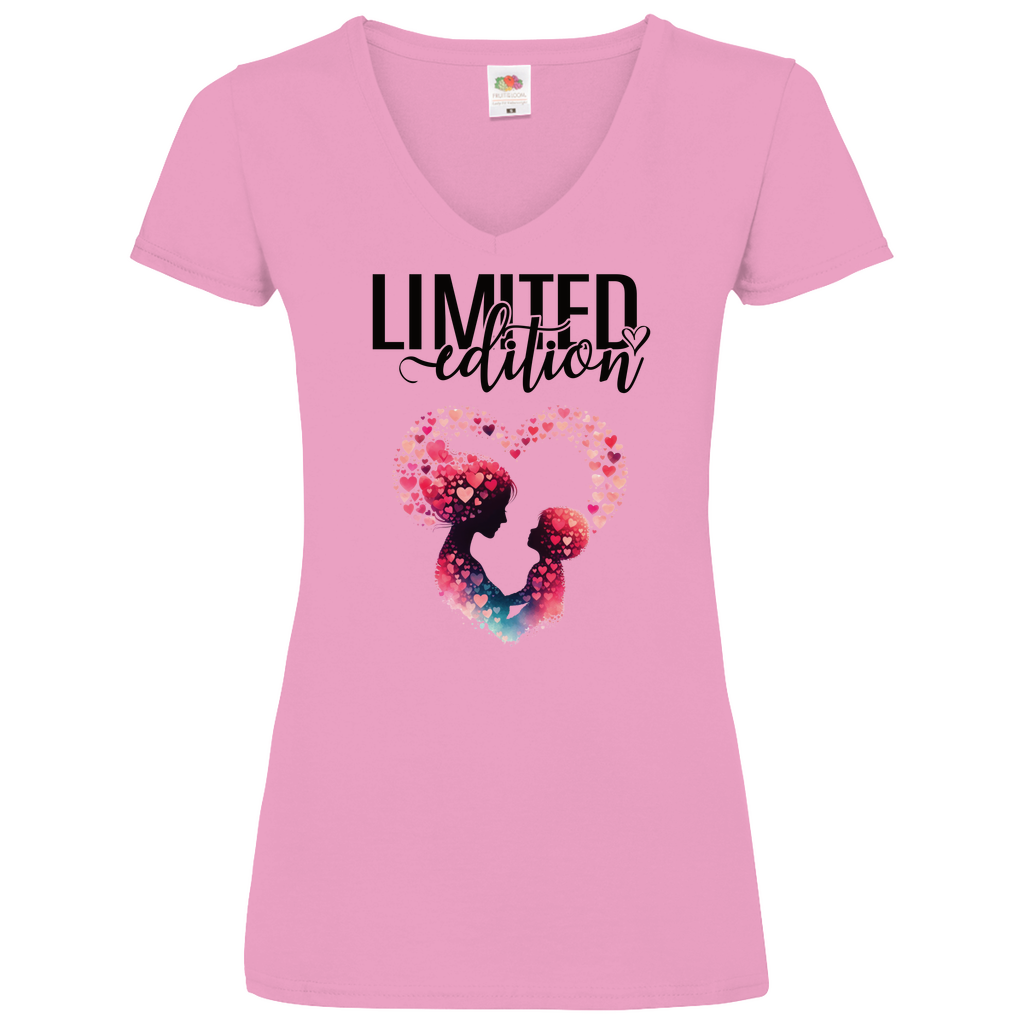 Damen Basic V-Neck T-Shirt mutter mit kind-03