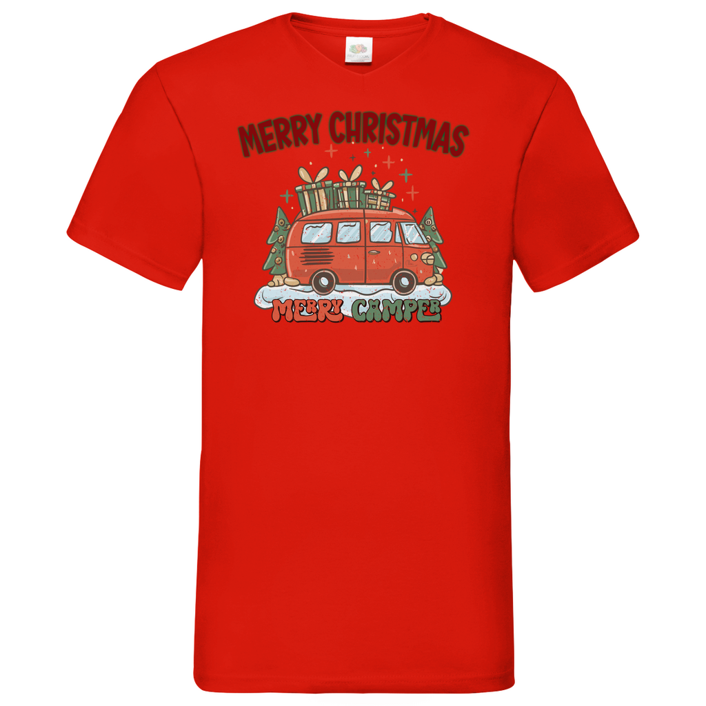 Herren Basic V-Neck T-Shirt weihnachten-07