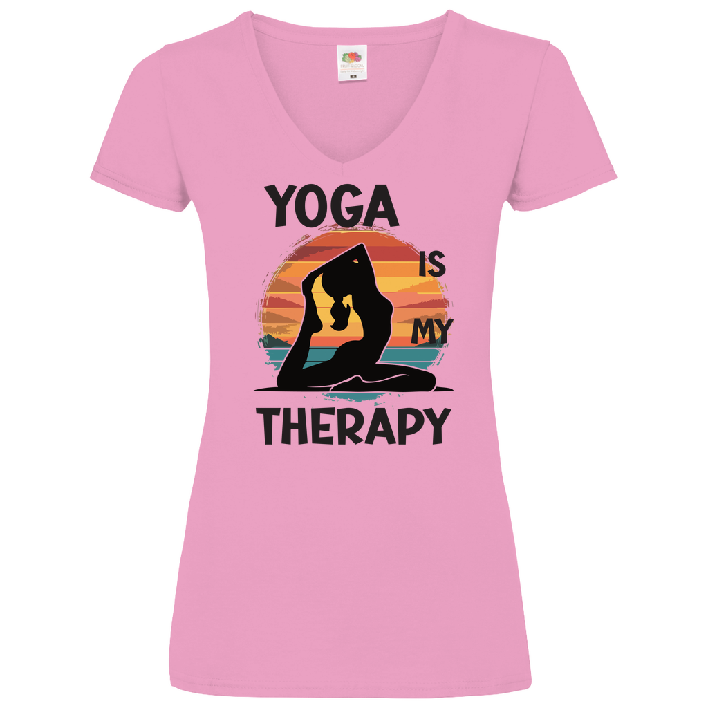 Damen Basic V-Neck T-Shirt Yoga-001