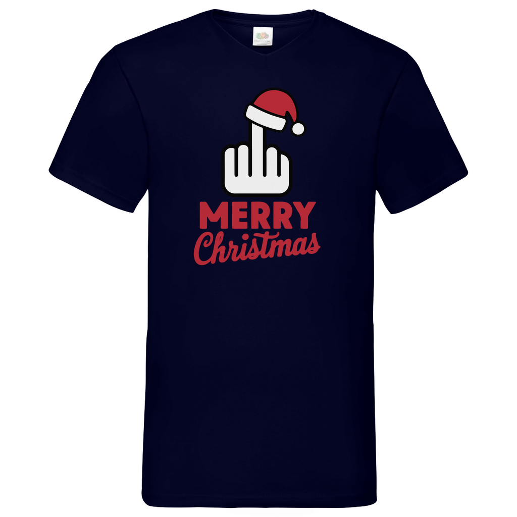 Herren Basic V-Neck T-Shirt weihnachten-06
