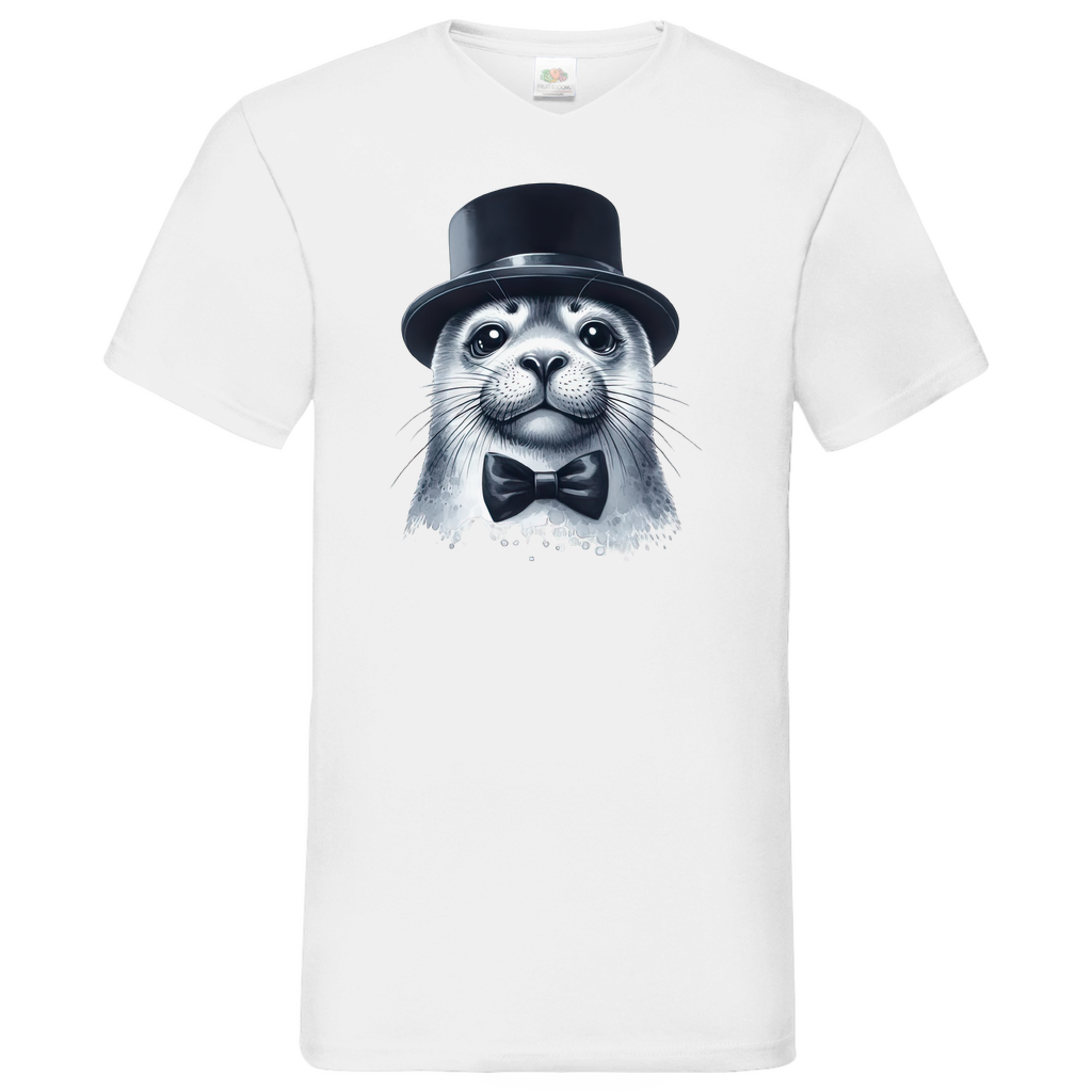 Herren Basic V-Neck T-Shirt Seehund-03