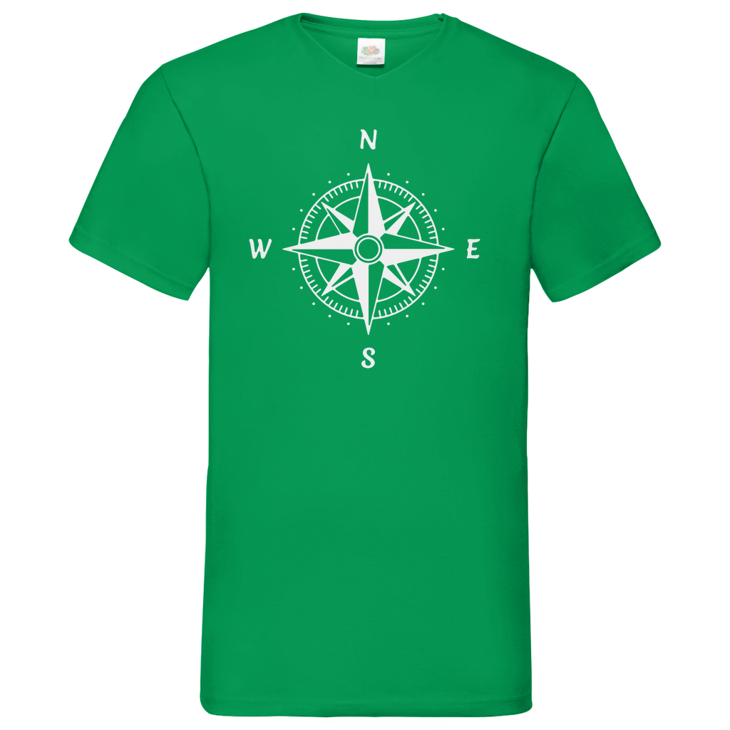 Herren Basic V-Neck T-Shirt Sailing-kompass-01