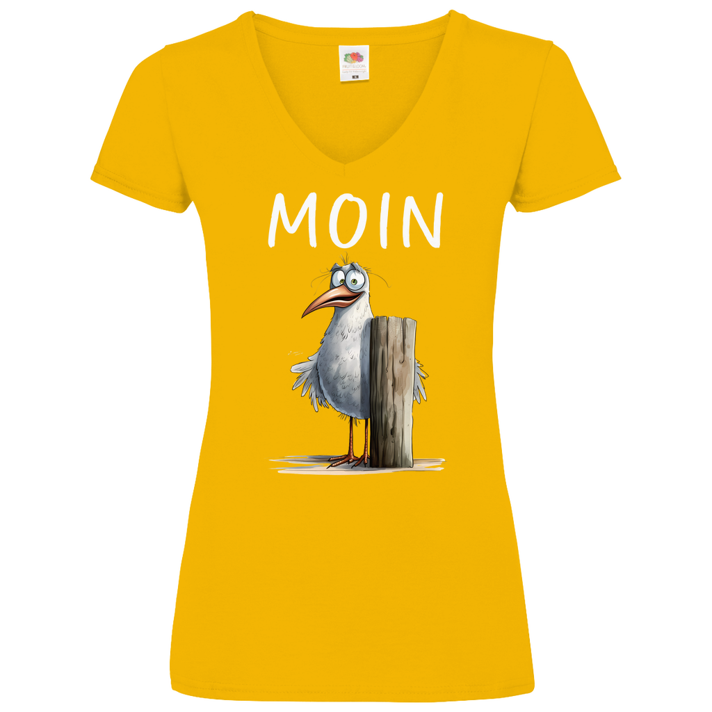 Damen Basic V-Neck T-Shirt MOINMOIN-05