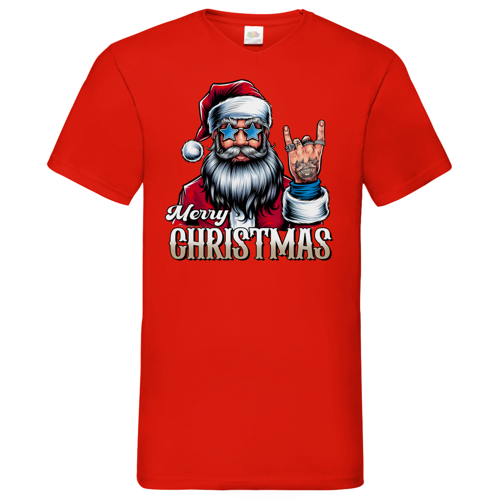 Herren Basic V-Neck T-Shirt weihnachten-05