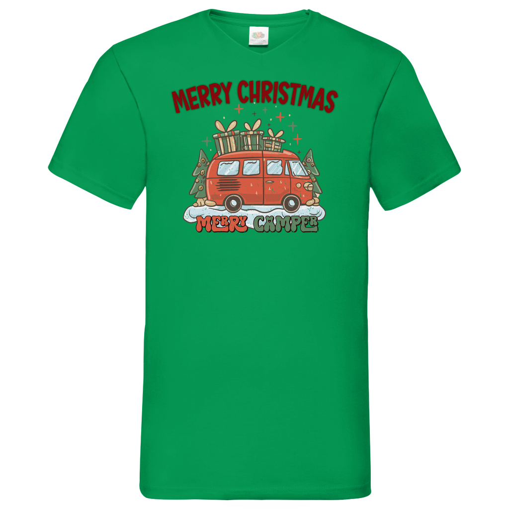 Herren Basic V-Neck T-Shirt weihnachten-07