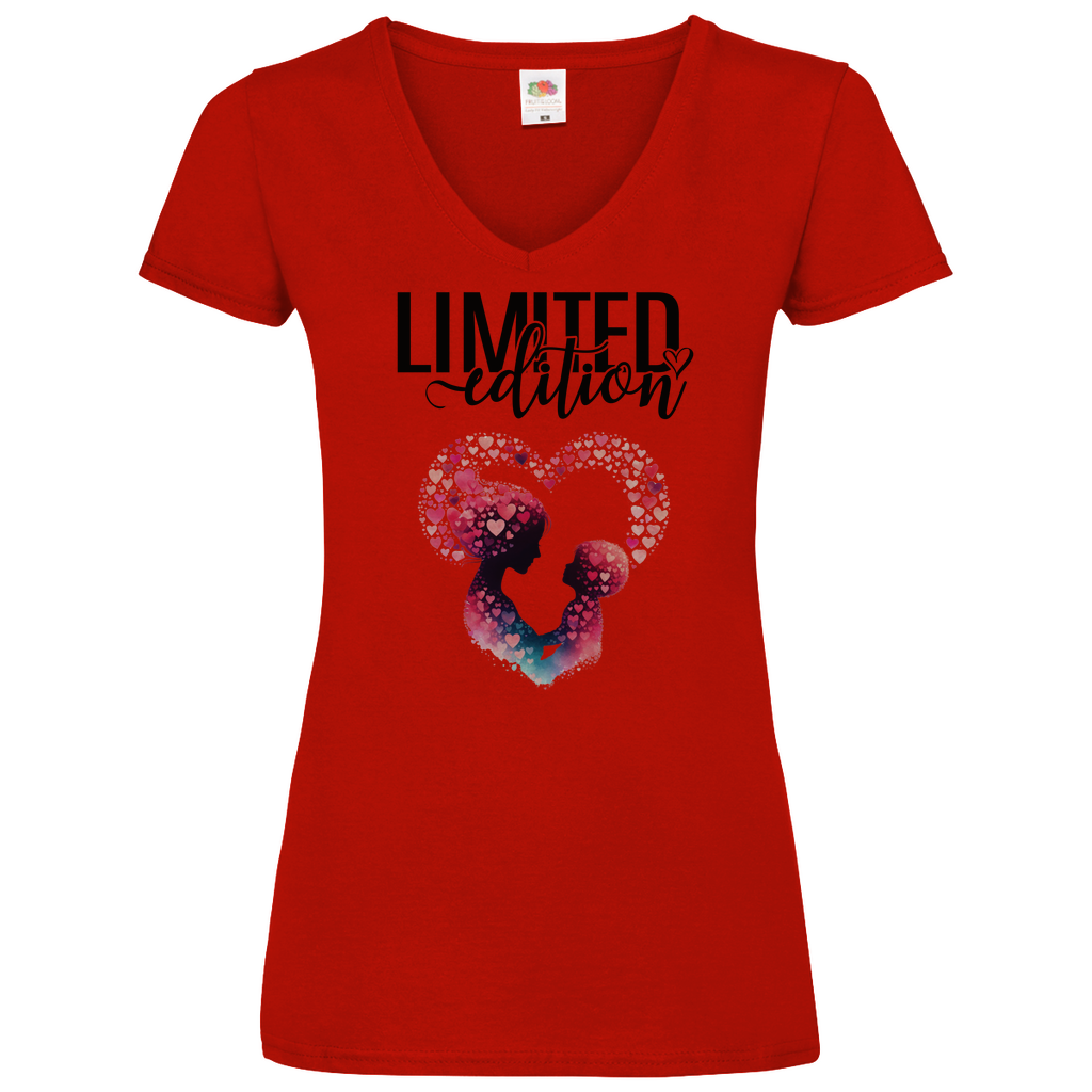 Damen Basic V-Neck T-Shirt mutter mit kind-03