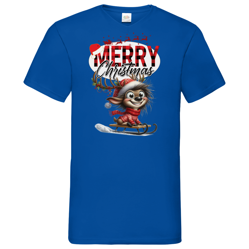 Herren Basic V-Neck T-Shirt weihnachten-11