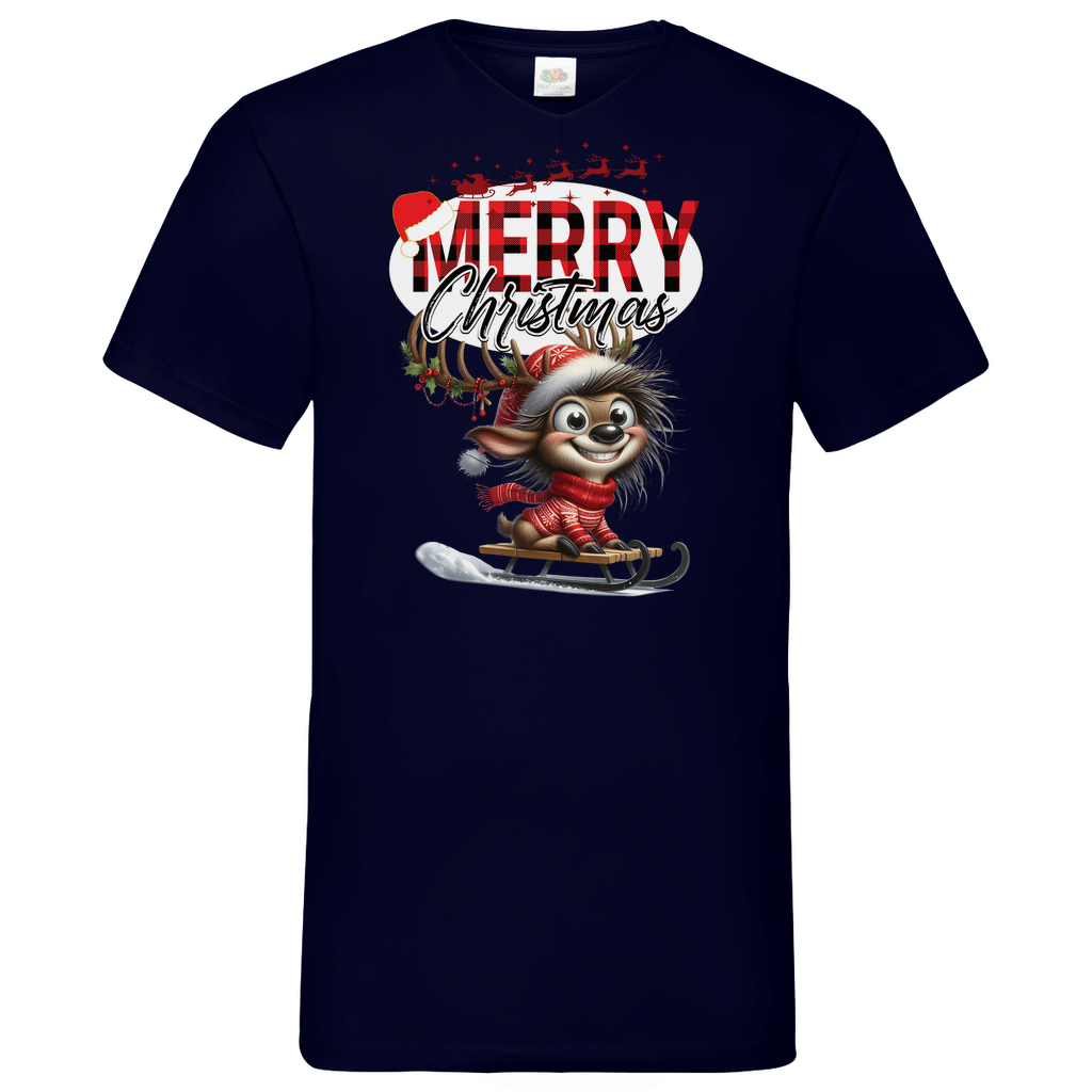 Herren Basic V-Neck T-Shirt weihnachten-11
