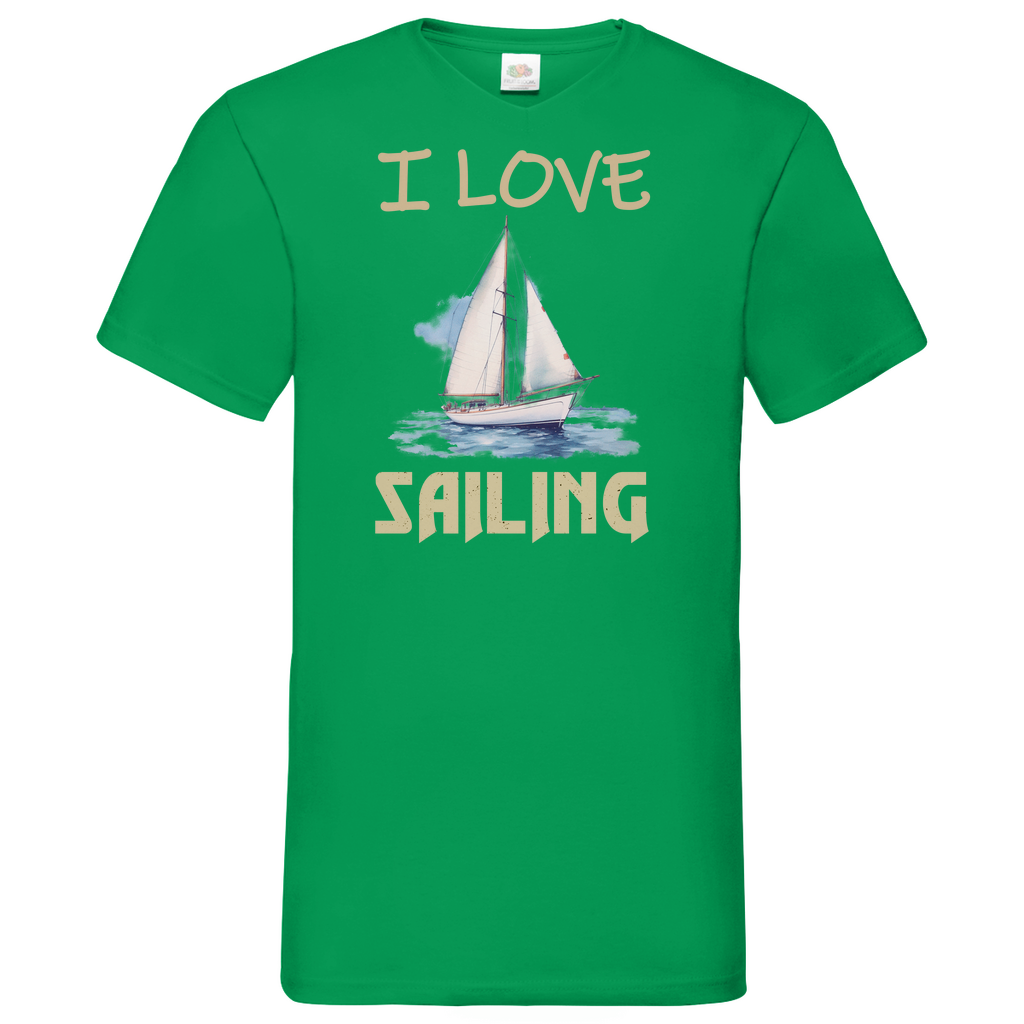 Herren Basic V-Neck T-Shirt Sailing-02