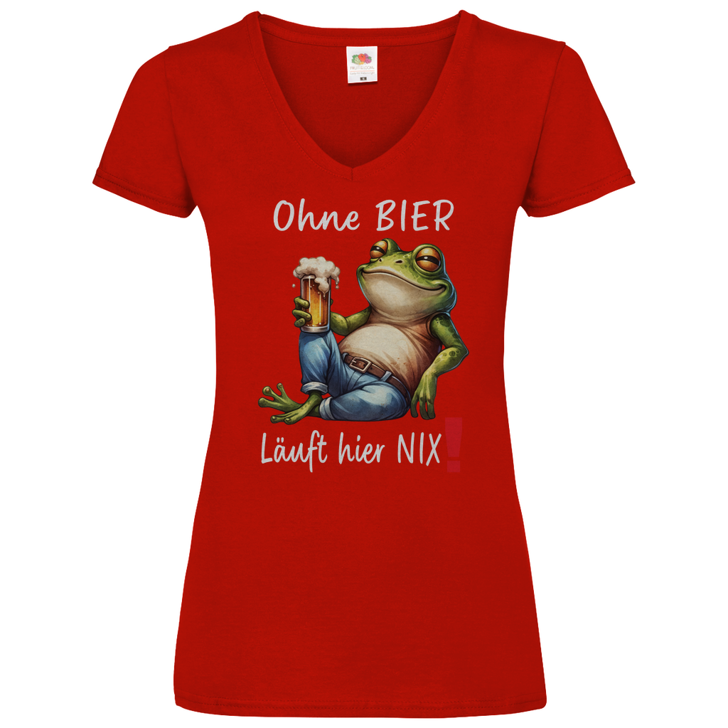 Damen Basic V-Neck T-Shirt Ohne Bier-01