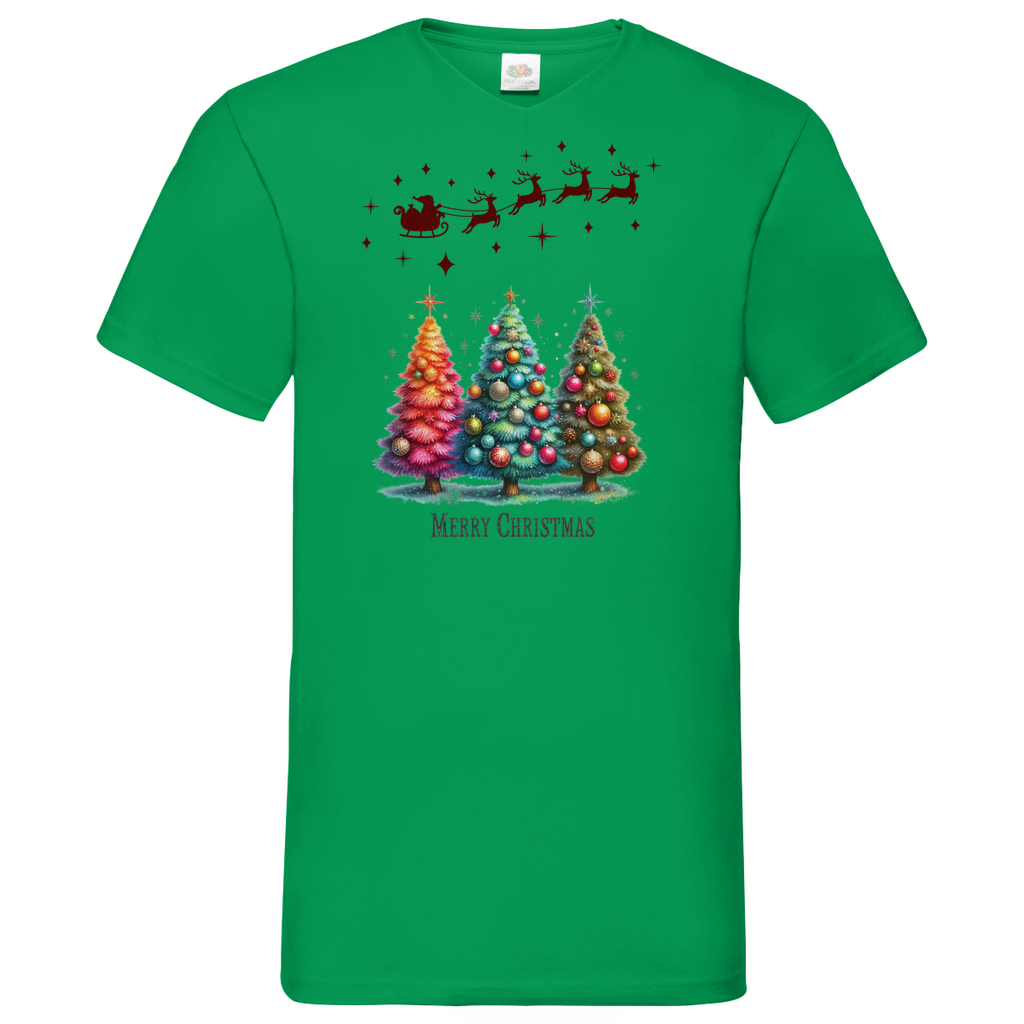 Herren Basic V-Neck T-Shirt weihnachten-08