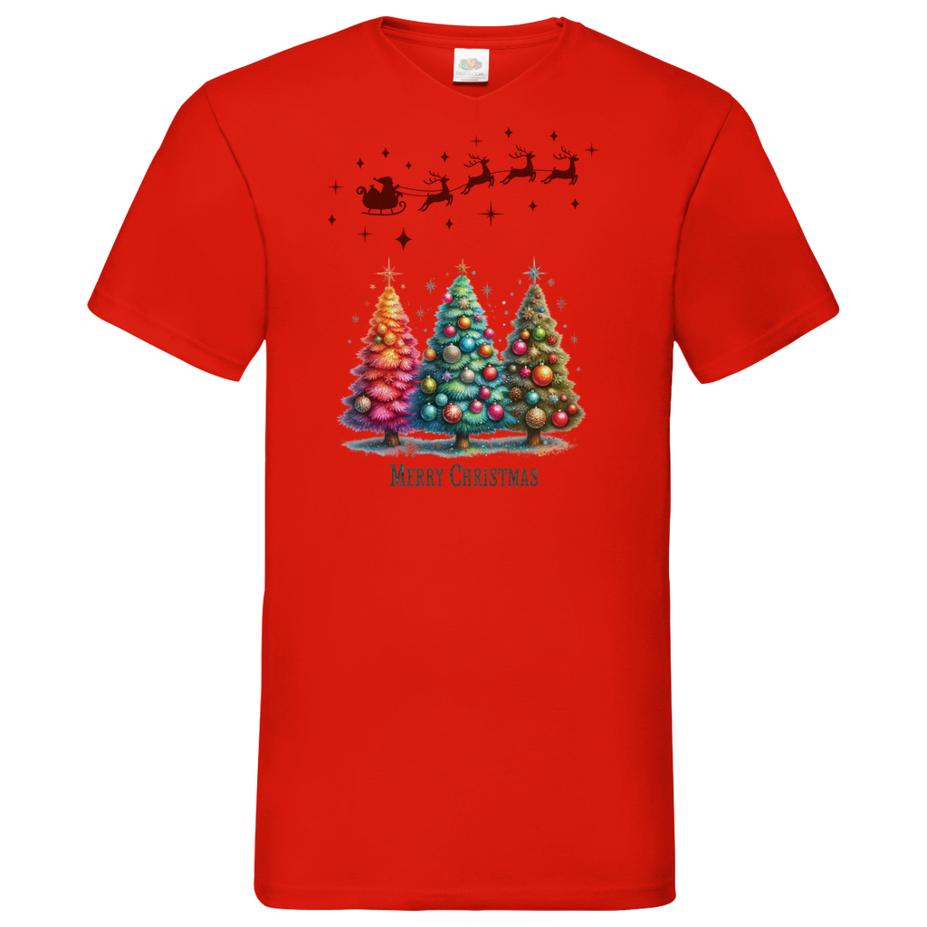 Herren Basic V-Neck T-Shirt weihnachten-08