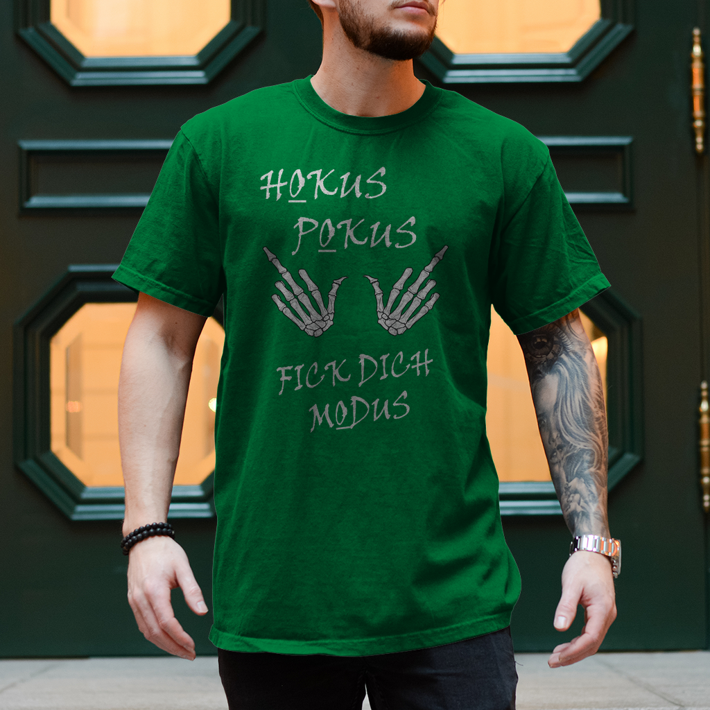 Herren T-Shirt Hokus Pokus - Sportliches Grau: 85% Baumwolle, 15% Viskose - Körperbetonte Passform