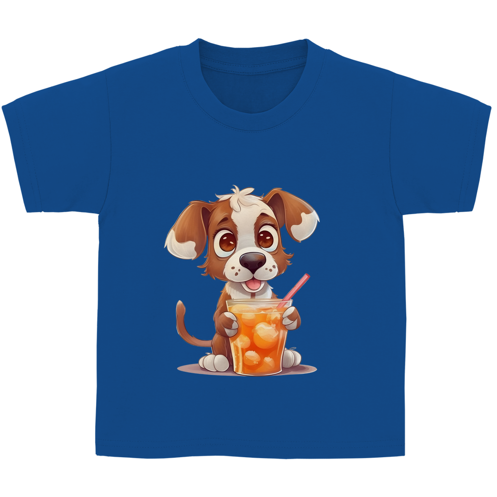 Kinder Basic T-Shirt Hund mit drink
