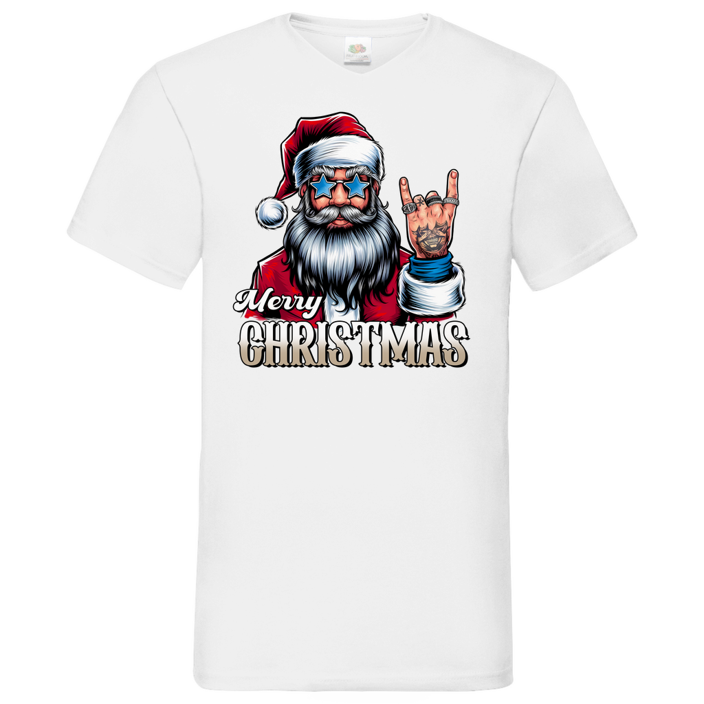 Herren Basic V-Neck T-Shirt weihnachten-05