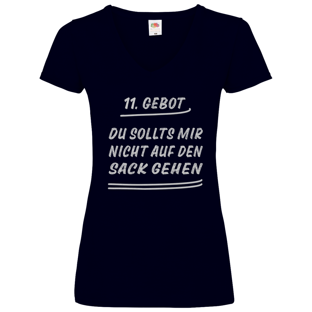 Damen Basic V-Neck T-Shirt spruch022