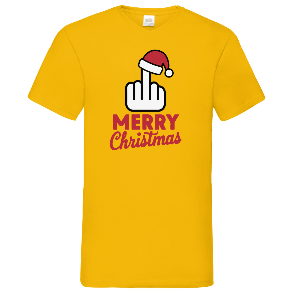 Herren Basic V-Neck T-Shirt weihnachten-06