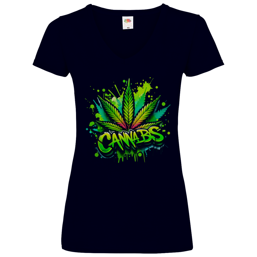 Damen Basic V-Neck T-Shirt Canna-01