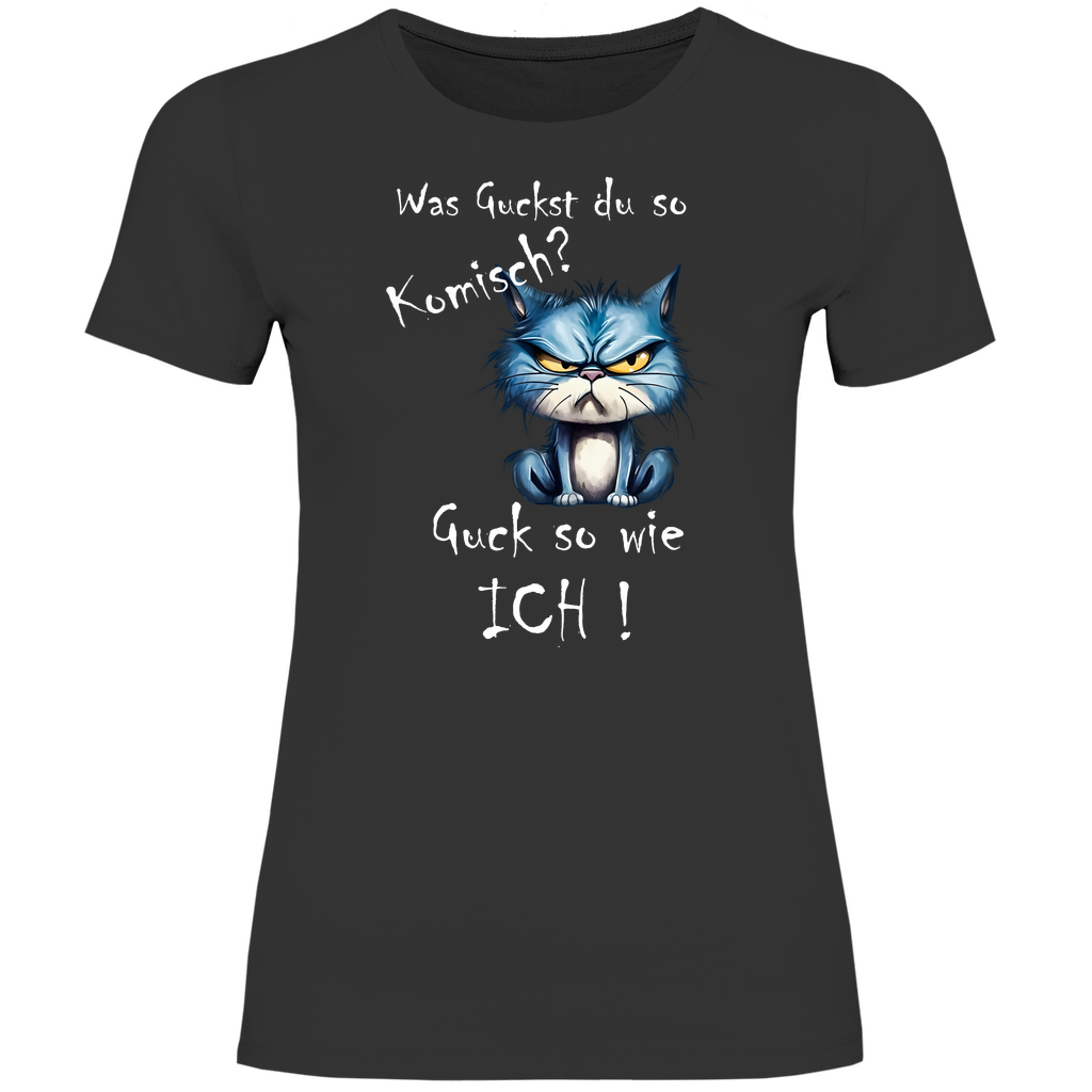 Damen T-Shirt was kuckst du so ?