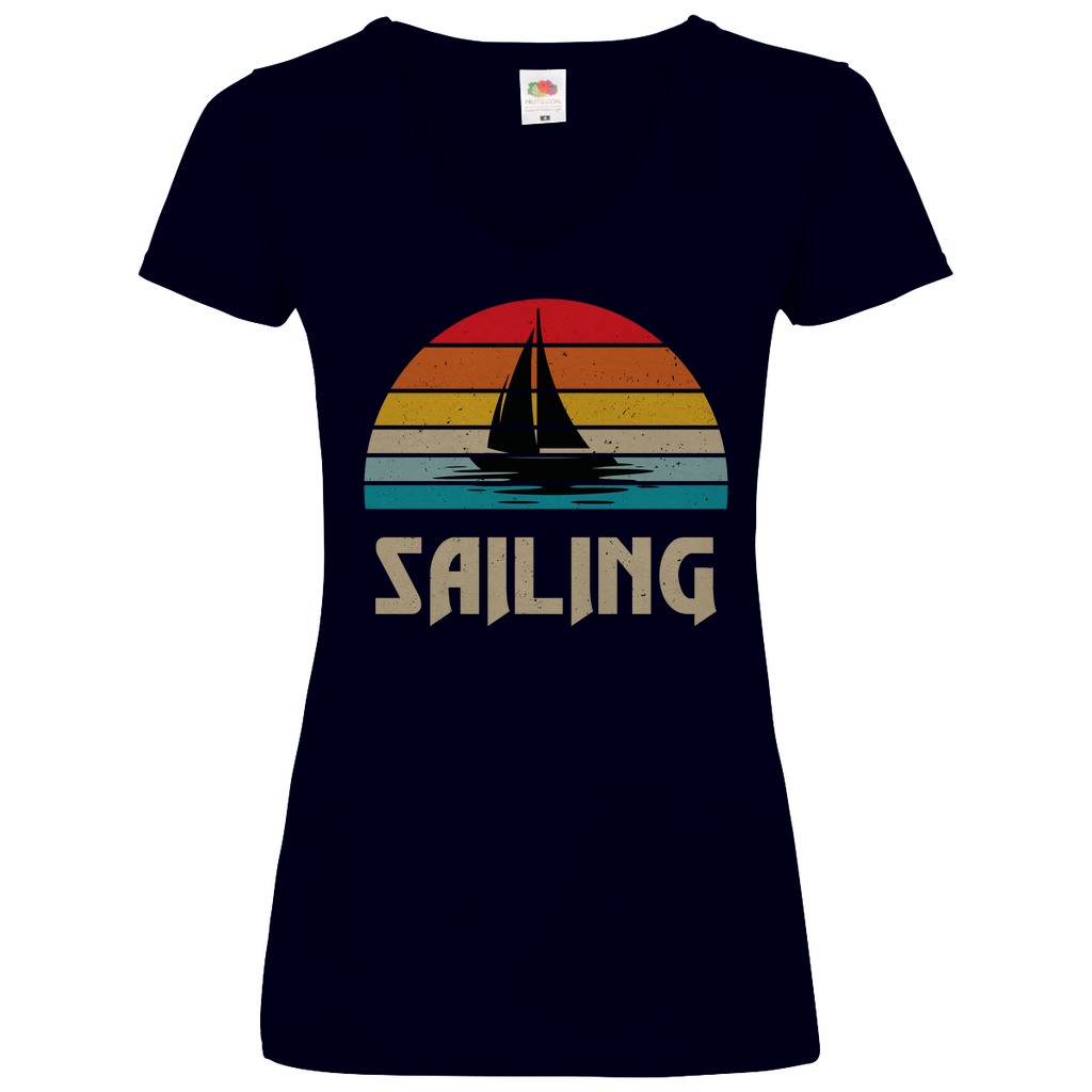 Damen Basic V-Neck T-Shirt Sailing-01