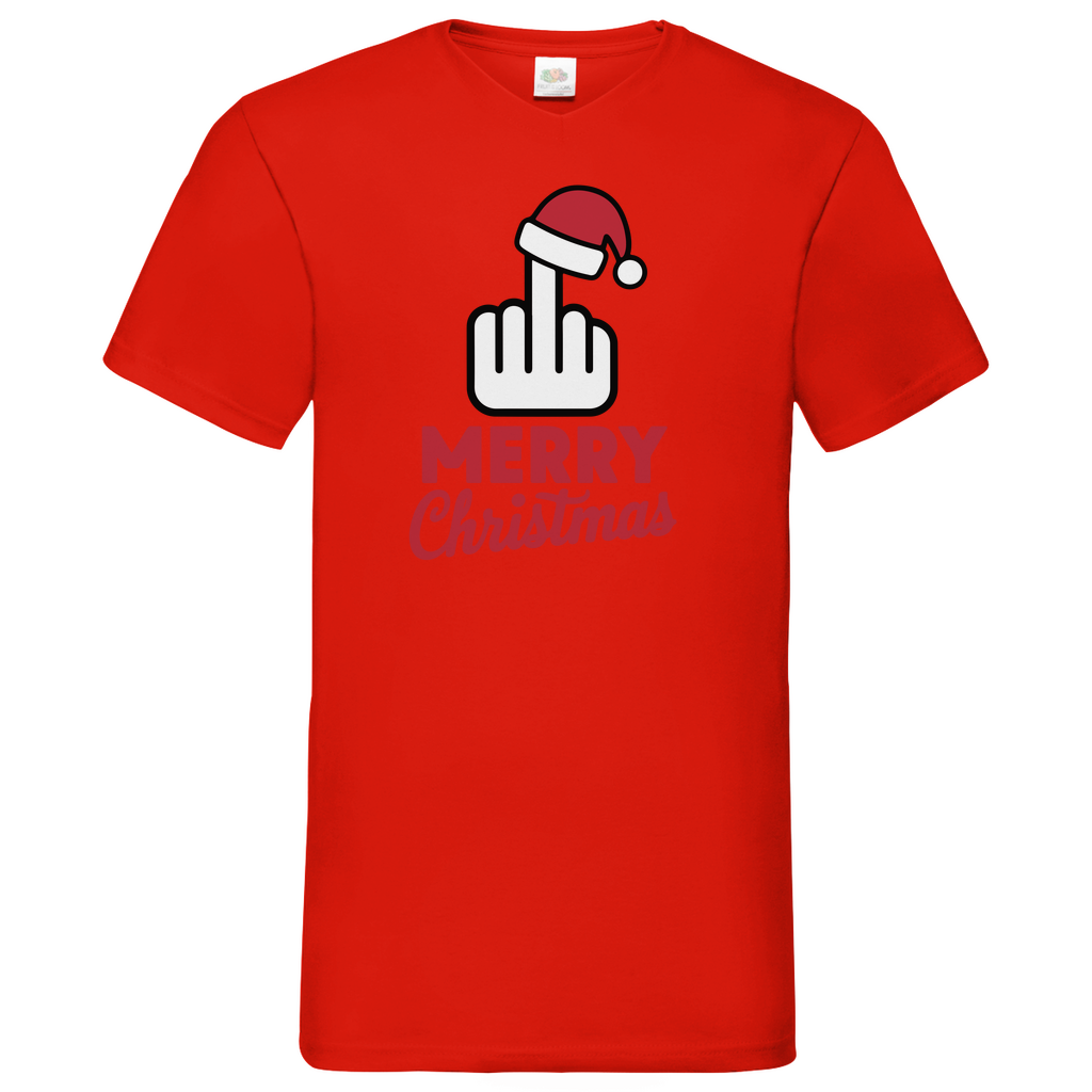 Herren Basic V-Neck T-Shirt weihnachten-06