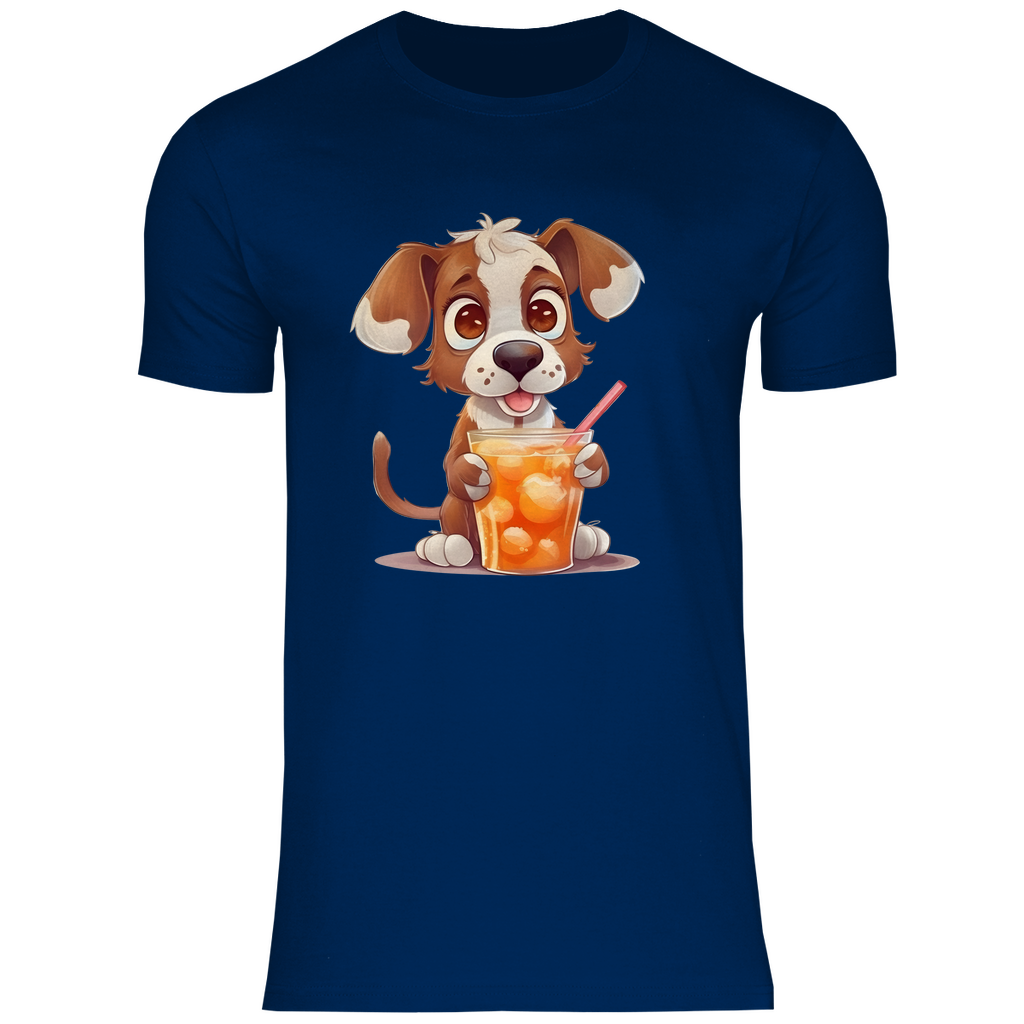 Herren T-Shirt Hund mit drink