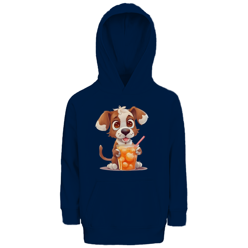 Kinder Premium Bio Hoodie Hund mit drink