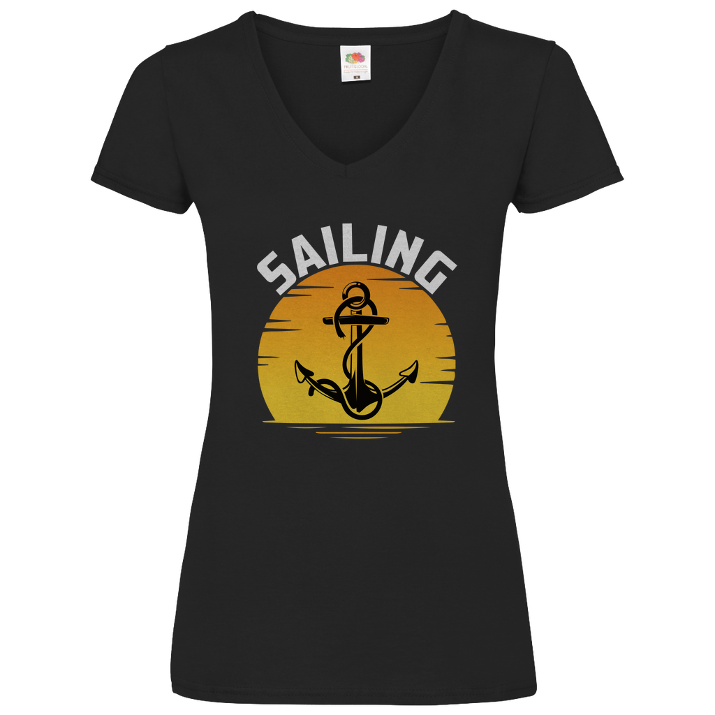 Damen Basic V-Neck T-Shirt Sailing-04