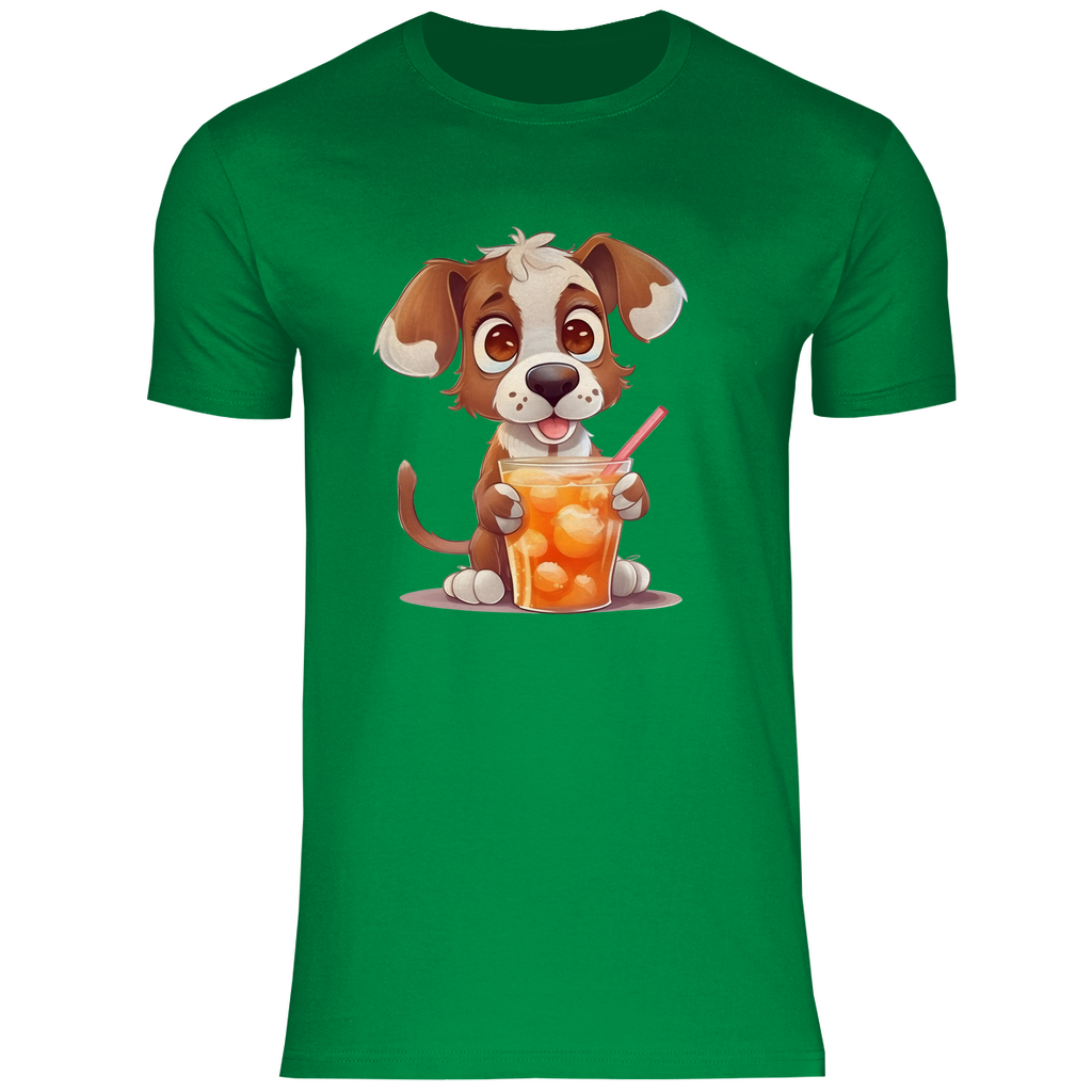 Herren T-Shirt Hund mit drink