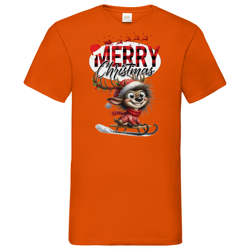 Herren Basic V-Neck T-Shirt weihnachten-11