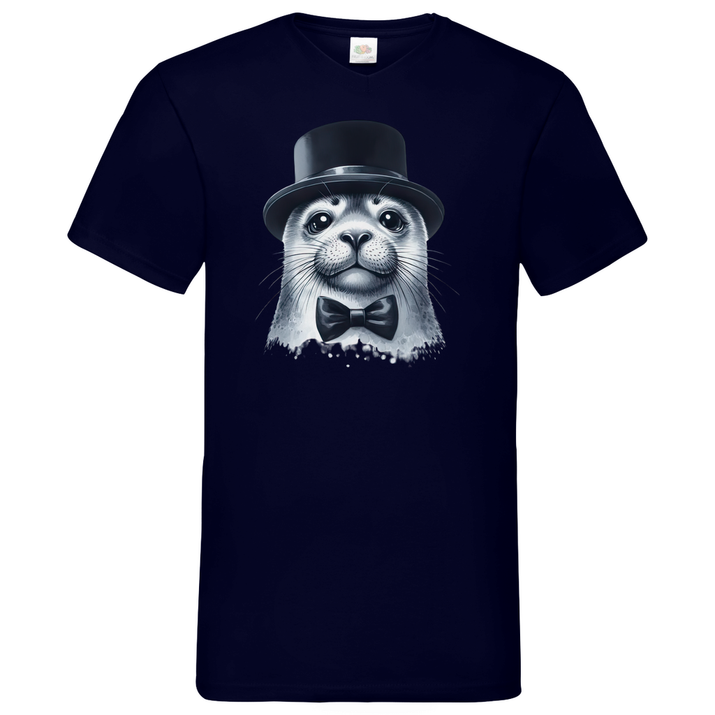 Herren Basic V-Neck T-Shirt Seehund-03