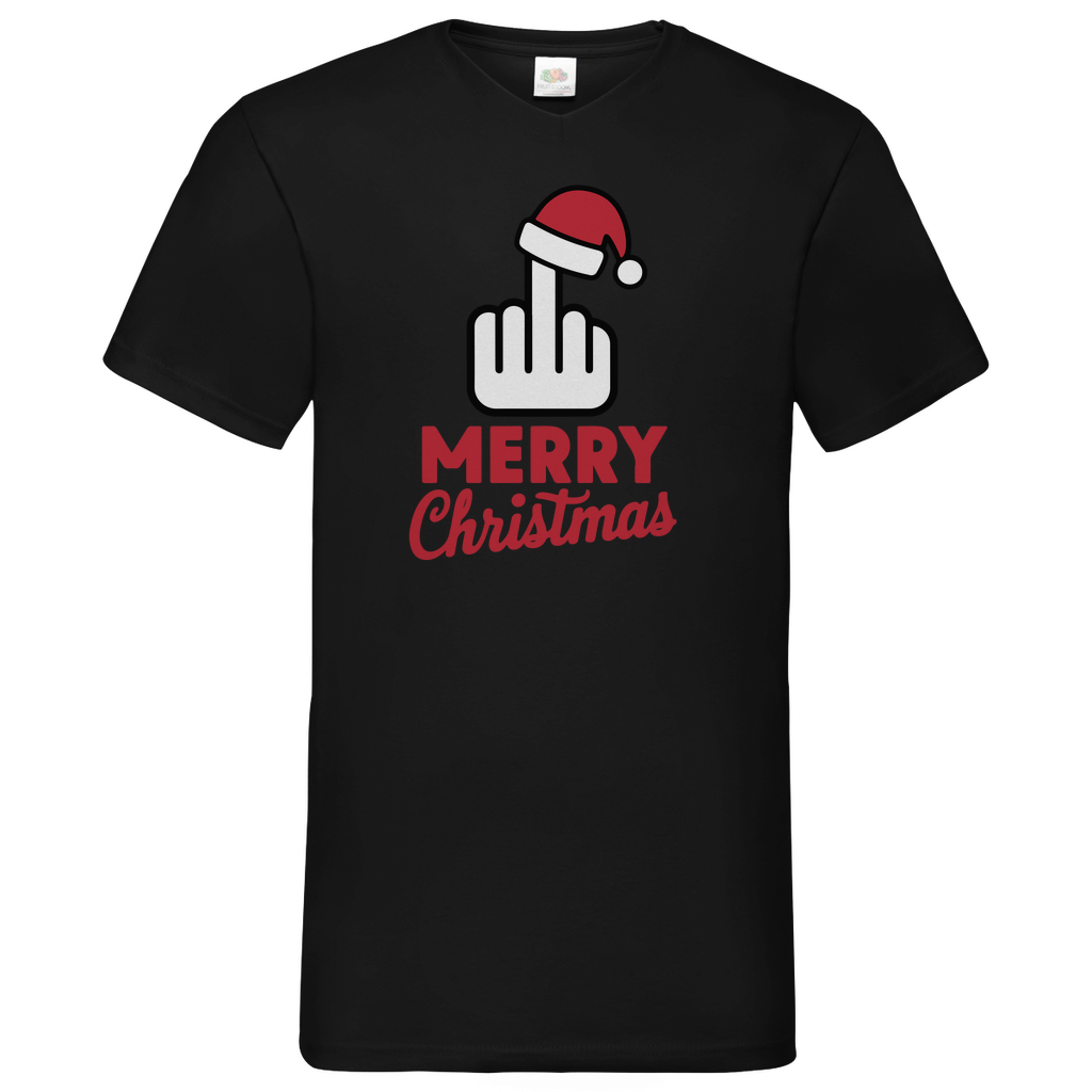 Herren Basic V-Neck T-Shirt weihnachten-06