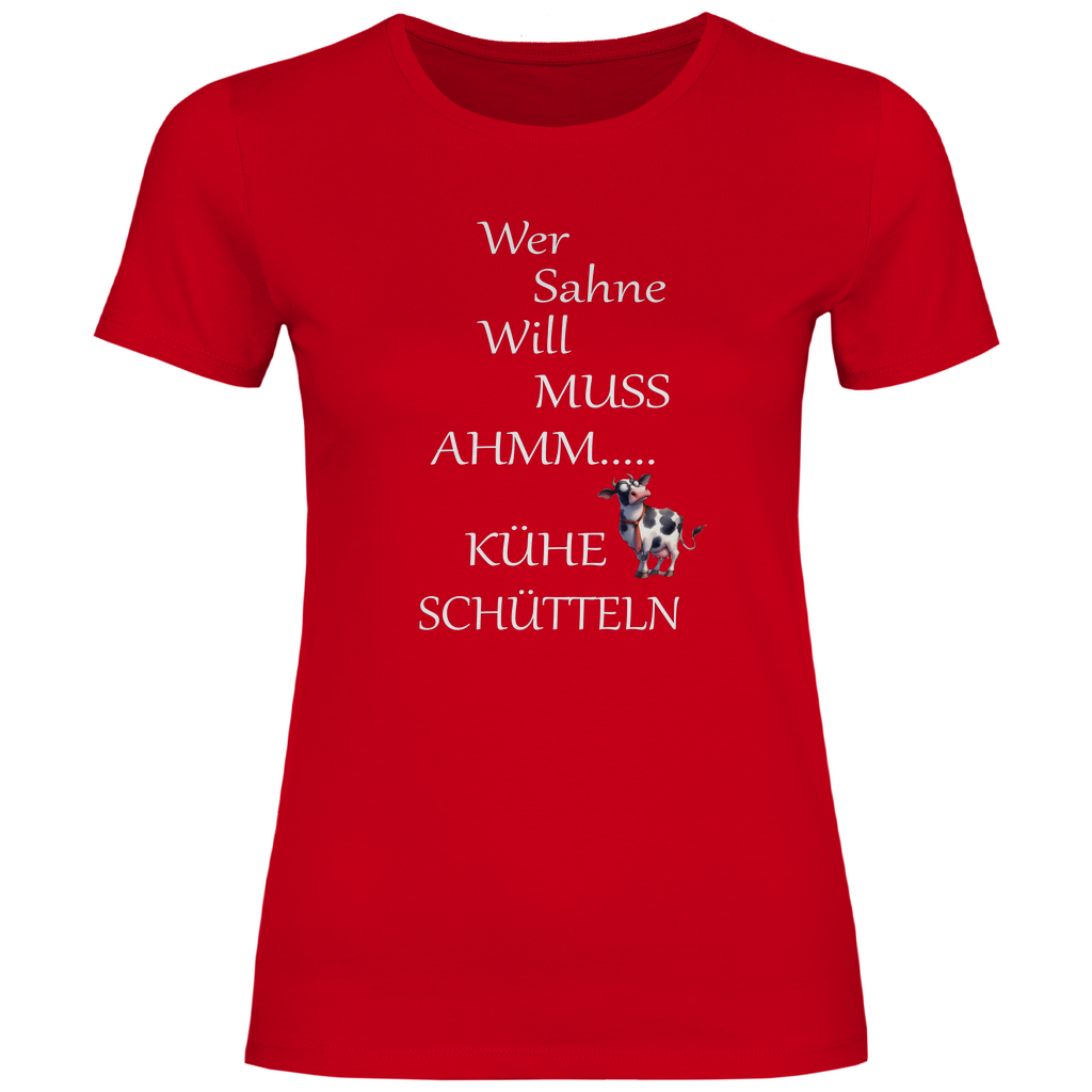 Damen T-Shirt wer sahne will-w