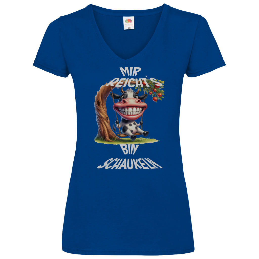 Damen Basic V-Neck T-Shirt Spruch0003
