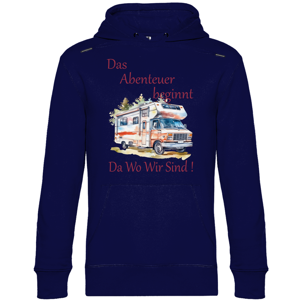 Herren Promo Hoodie Camping Das Abenteuer beginnt-01