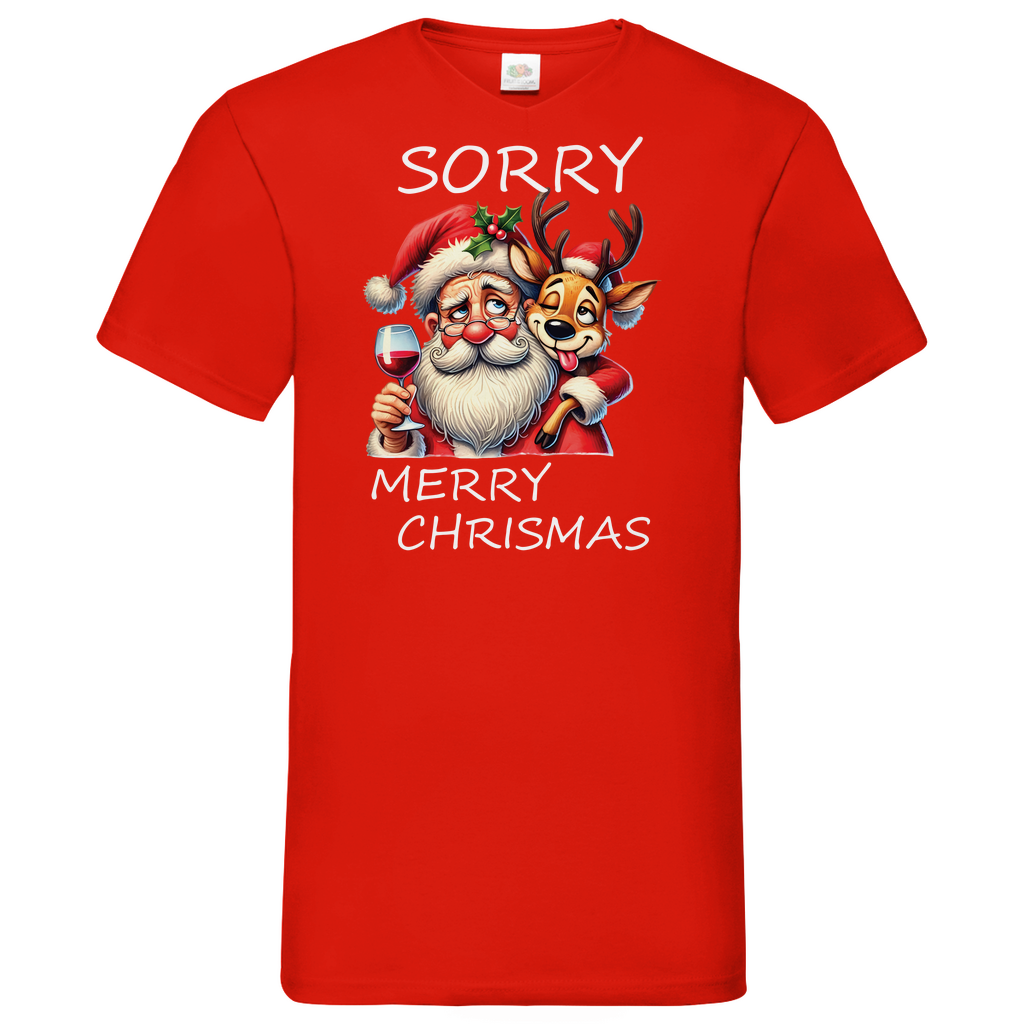 Herren Basic V-Neck T-Shirt weihnachten-13
