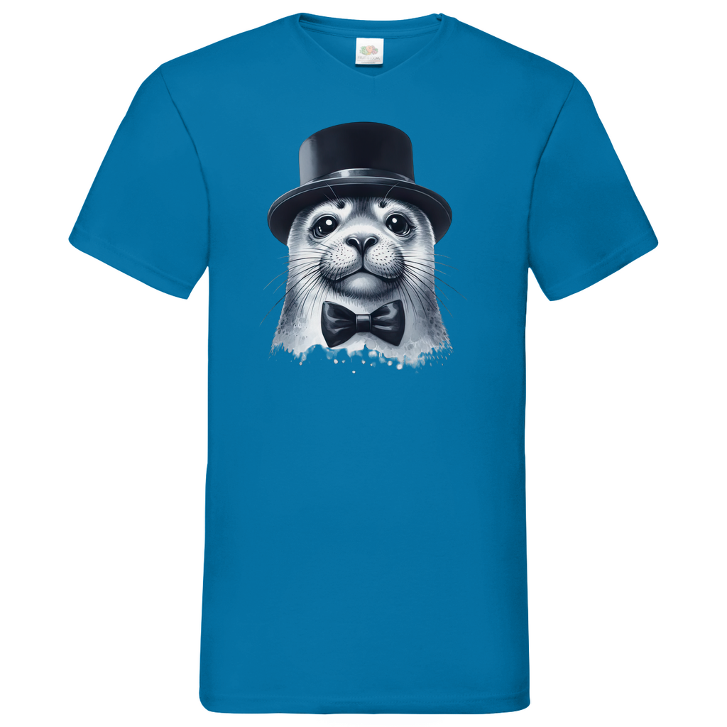 Herren Basic V-Neck T-Shirt Seehund-03