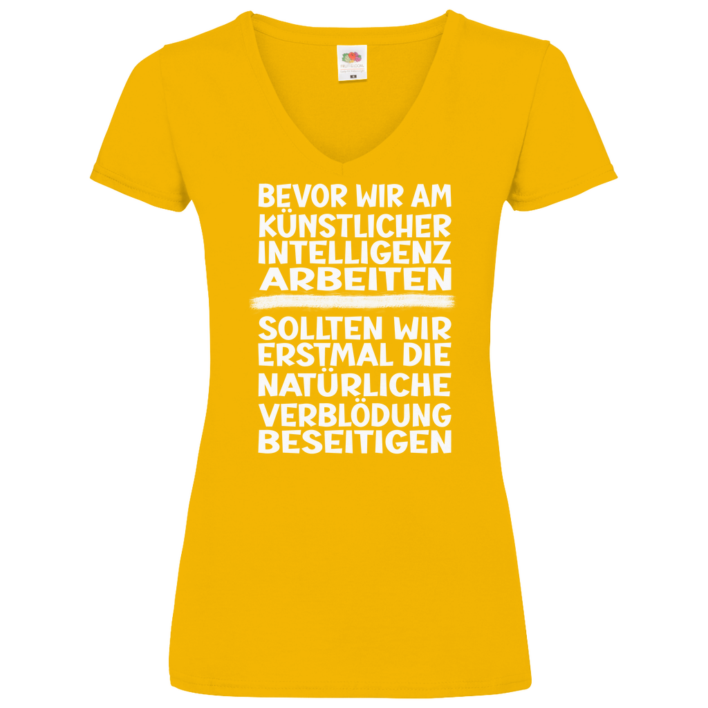 Damen Basic V-Neck T-Shirt Spruch0001