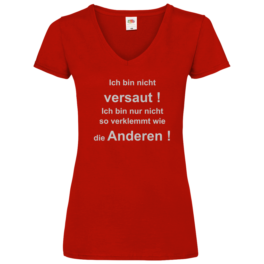 Damen Basic V-Neck T-Shirt ich bin nicht-01